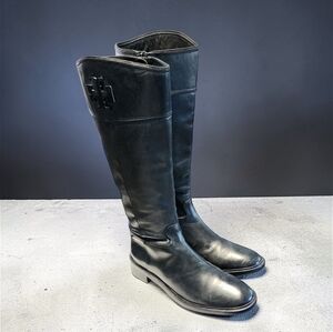 Women Vintage Leather Black Riding Boots By Tory Burch Size 11M